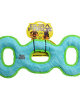 Tuffy Dog Toys - VIP Products - DuraForce 3 Way Tug - Blue/Green, Durable, Squeaky Dog Toy