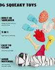 Nocciola - 9-in-1 Stuffed Plush Squeaky Dog Toys, Mummy Body