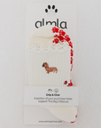 Almla Active - Dachshund Embroidered Pilates Socks Red Paw Grips