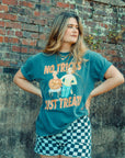 The Clandestine Underground - No Tricks Just Treats, Halloween Boxy TShirt: Washed Dark Denim