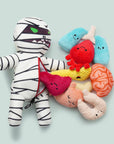 Nocciola - 9-in-1 Stuffed Plush Squeaky Dog Toys, Mummy Body