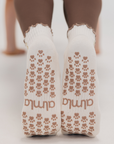 Almla Active - Golden Retriever Ruffle Pilates Socks Brown Paw Shaped Grips