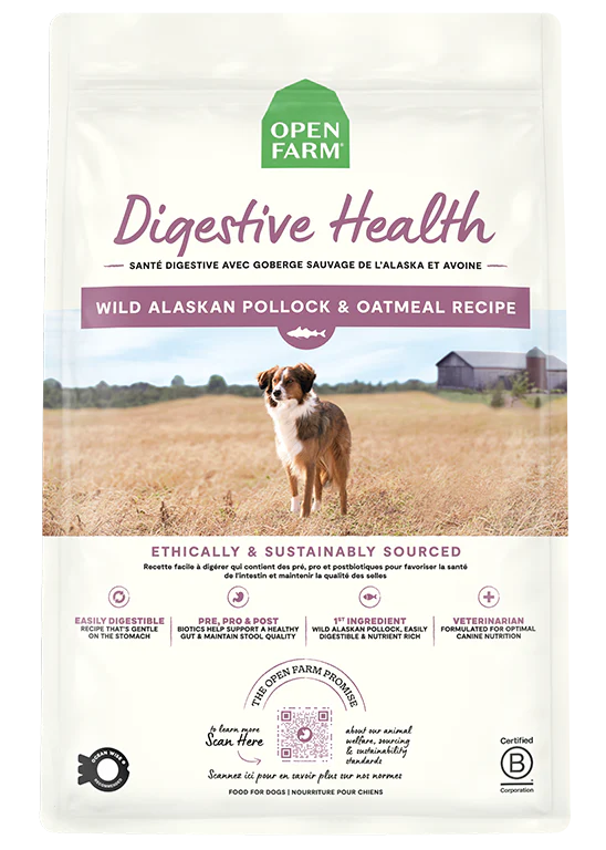 Open Farm Digestive Health, Wild Alaskan Pollock & Oatmeal – The
