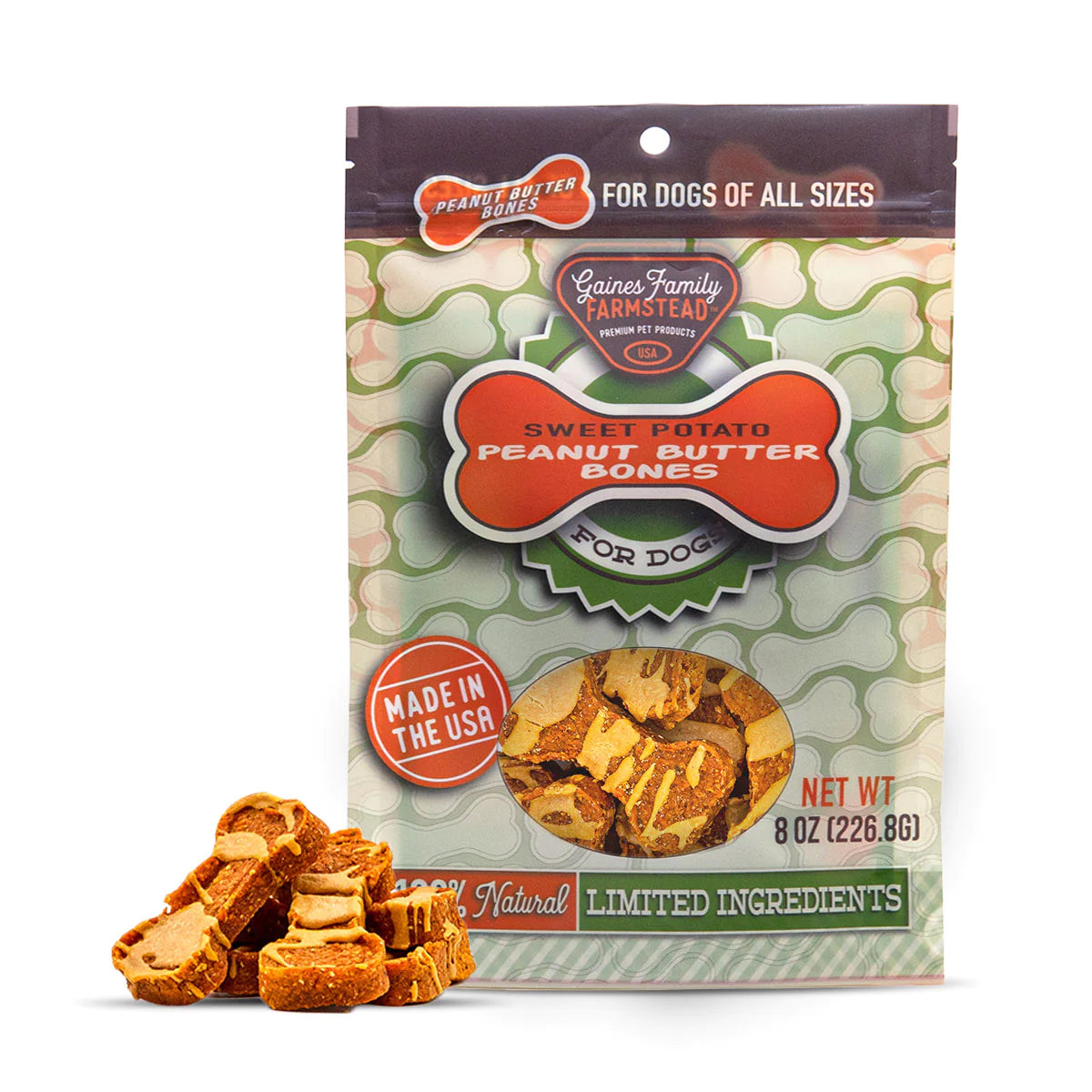 Gaines Family Sweet Potato Peanut Butter Coated Bones - 8oz