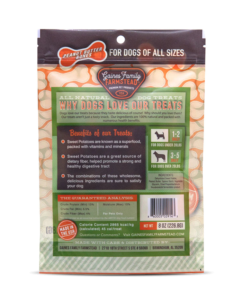 Gaines Family Sweet Potato Peanut Butter Coated Bones - 8oz
