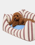 Vetreska Mist And Merlot Pet Sofa - Cream & Stripes