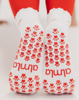 Almla Active - Dachshund Embroidered Pilates Socks Red Paw Grips