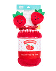 ZippyPaws Bungee Burrow Strawberry Jam Jar Plush Dog Toy