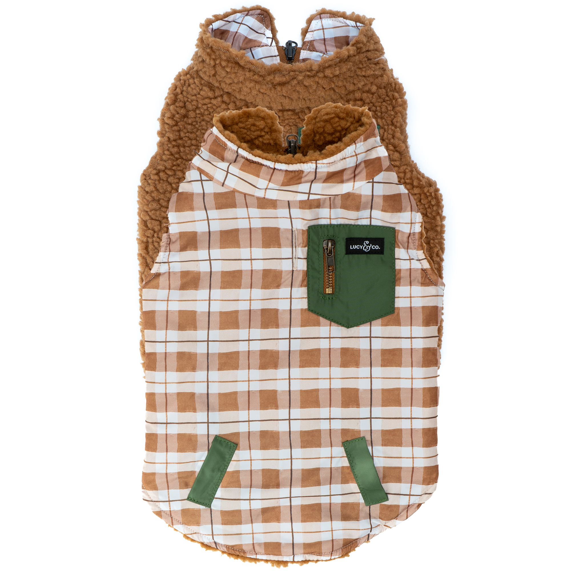 Lucy & Co. - The Plaid Hike Reversible Teddy Vest – The Modern Dog