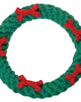 Jax & Bones - Green Ring with Red Bones Dog Rope Toy (Large - 7")