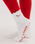 Almla Active - Dachshund Embroidered Pilates Socks Red Paw Grips