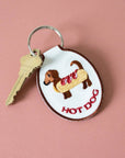 Lindy Stark Designs - Hot Dog Embroidered Keychain