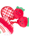 ZippyPaws Bungee Burrow Strawberry Jam Jar Plush Dog Toy