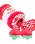 ZippyPaws Bungee Burrow Strawberry Jam Jar Plush Dog Toy