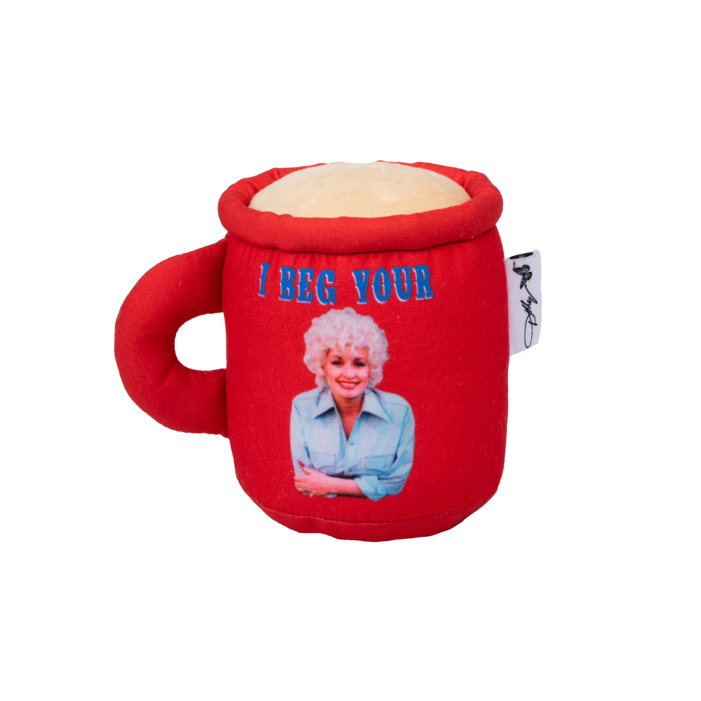 Doggy Parton - I Beg Your Parton Red Coffee Mug Plush Dog Squeaky Toy