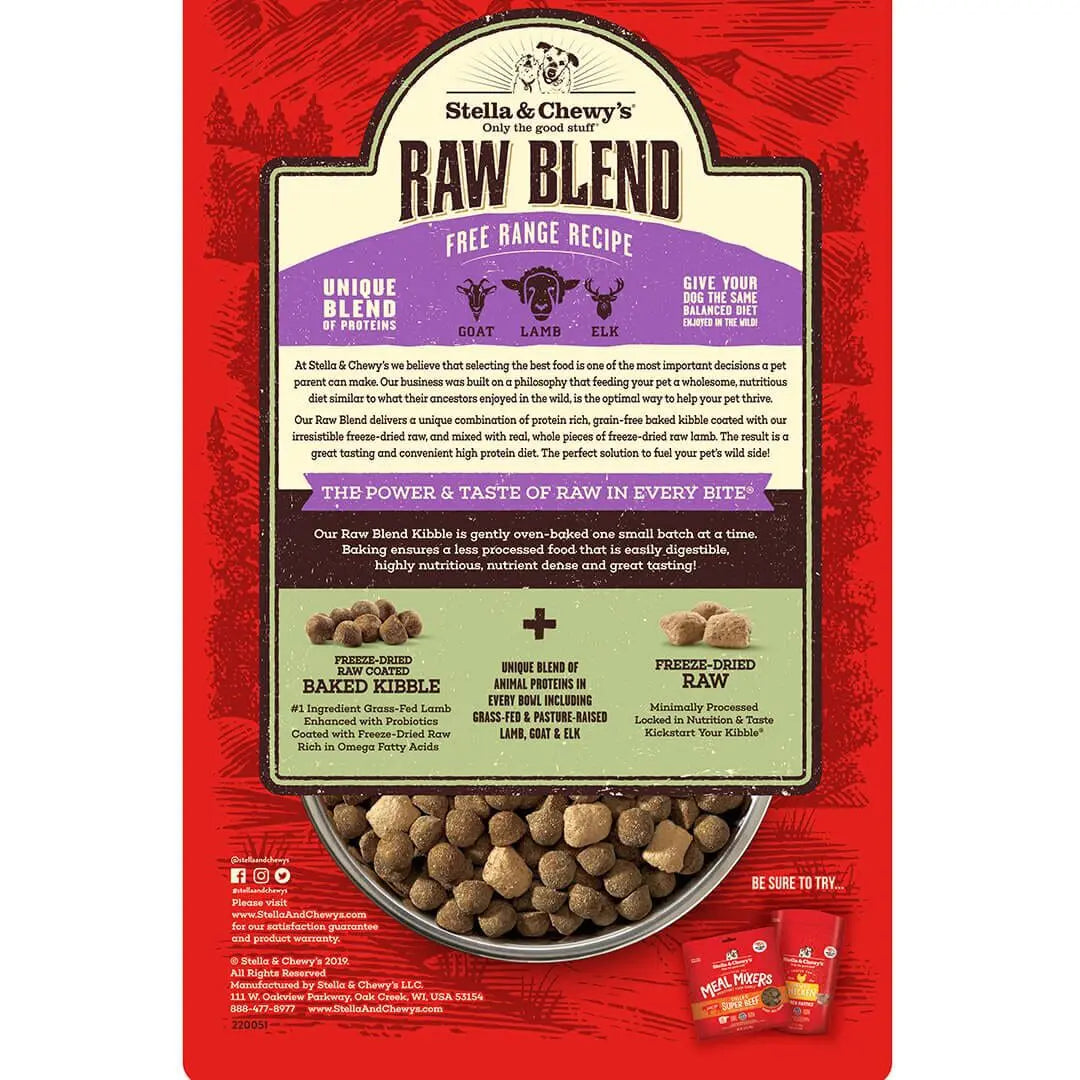 Stella & Chewy's Dog Dry Raw Blend GF Free-Range Goat, Lamb & Elk