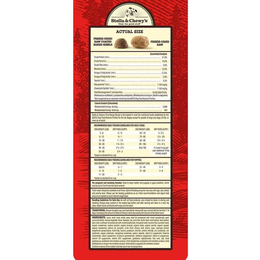 Stella & Chewy's Dog Dry Raw Blend GF Free-Range Goat, Lamb & Elk