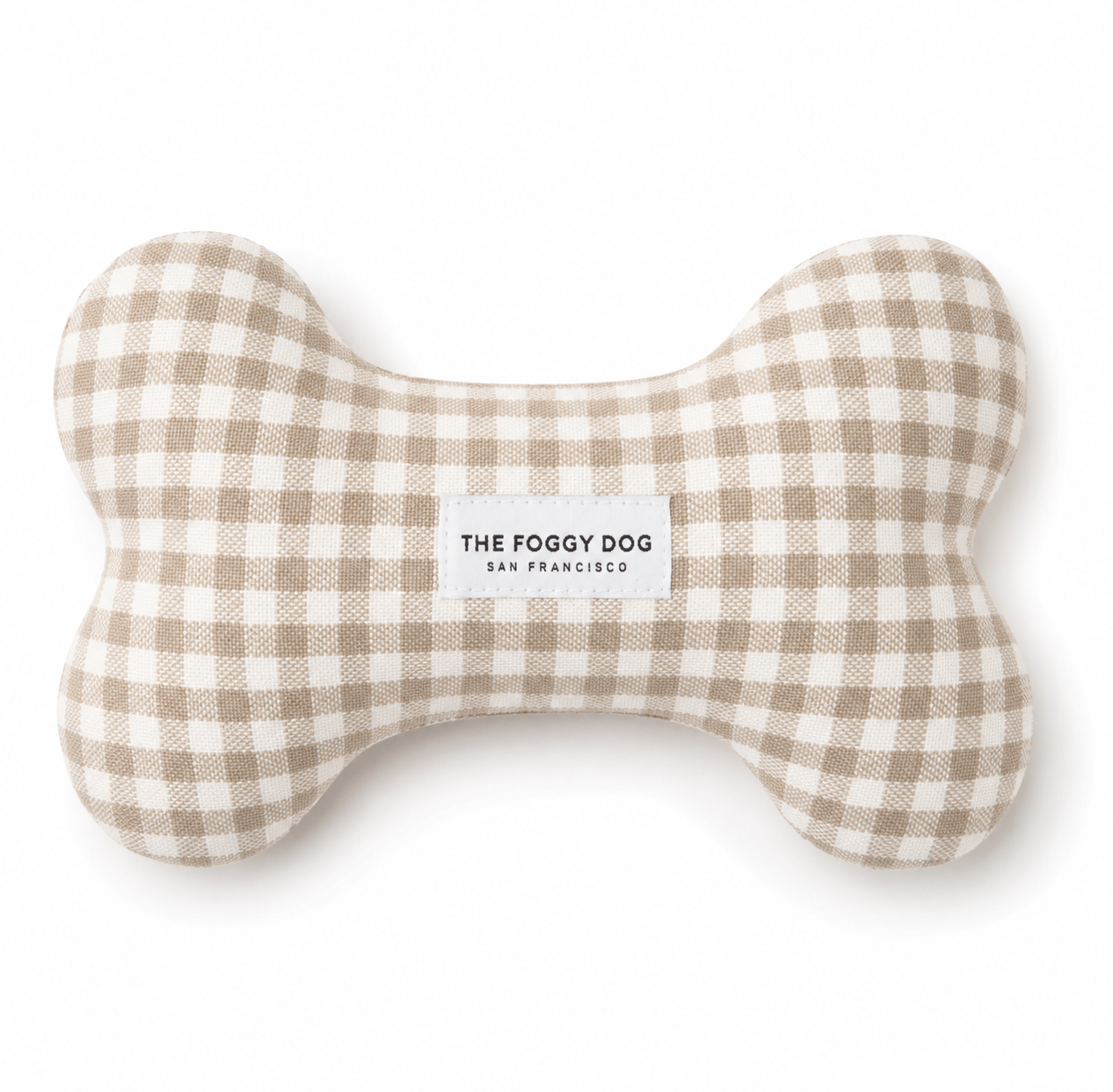 The Foggy Dog - Mushroom Brown Gingham Dog Squeaky Toy