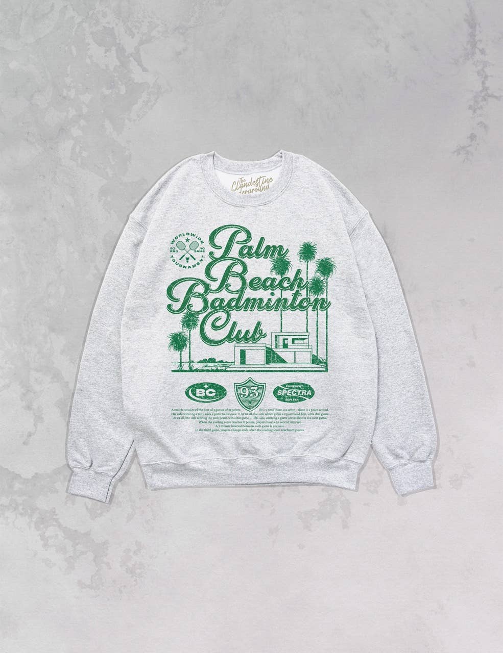 The Clandestine Underground - Palm Beach Badminton Club Oversized 90&#39;s Sweatshirt: XS/S