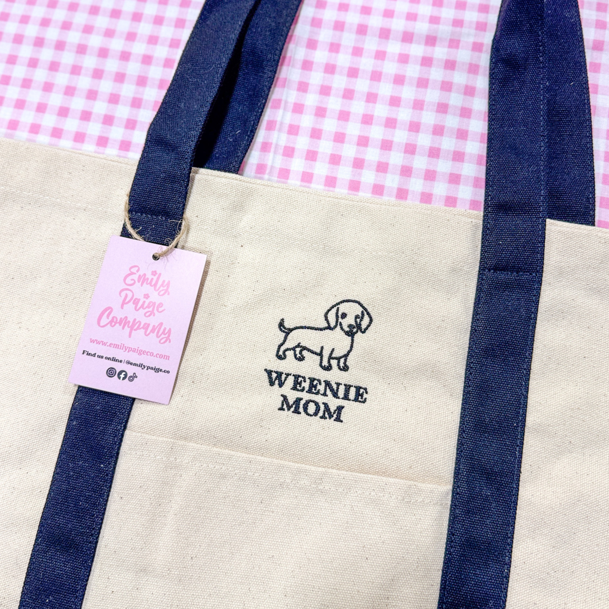 Emily Paige Company - Weenie Mom Embroidered Canvas Tote Bag