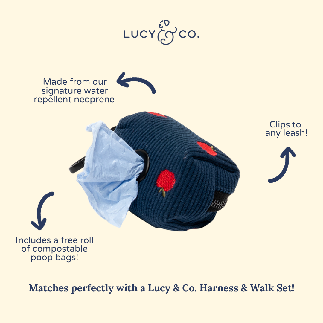Lucy &amp; Co. - Appley Ever After Corduroy Poop Bag Holder