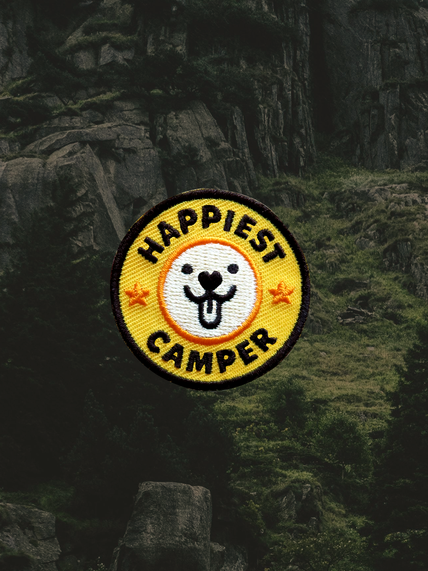 Scout's Honour Pty Ltd - Happiest Camper iron-on patch for dogs and cats