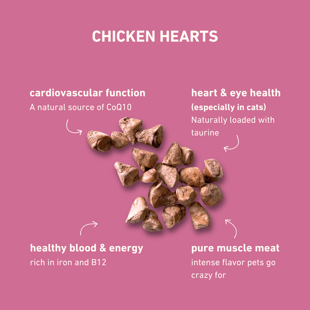Max &amp; Bella - Freeze-Dried Chicken Hearts Treats for Dogs &amp; Cats — Single Ingredient, Grab-and-Go Packs: 10-PACK