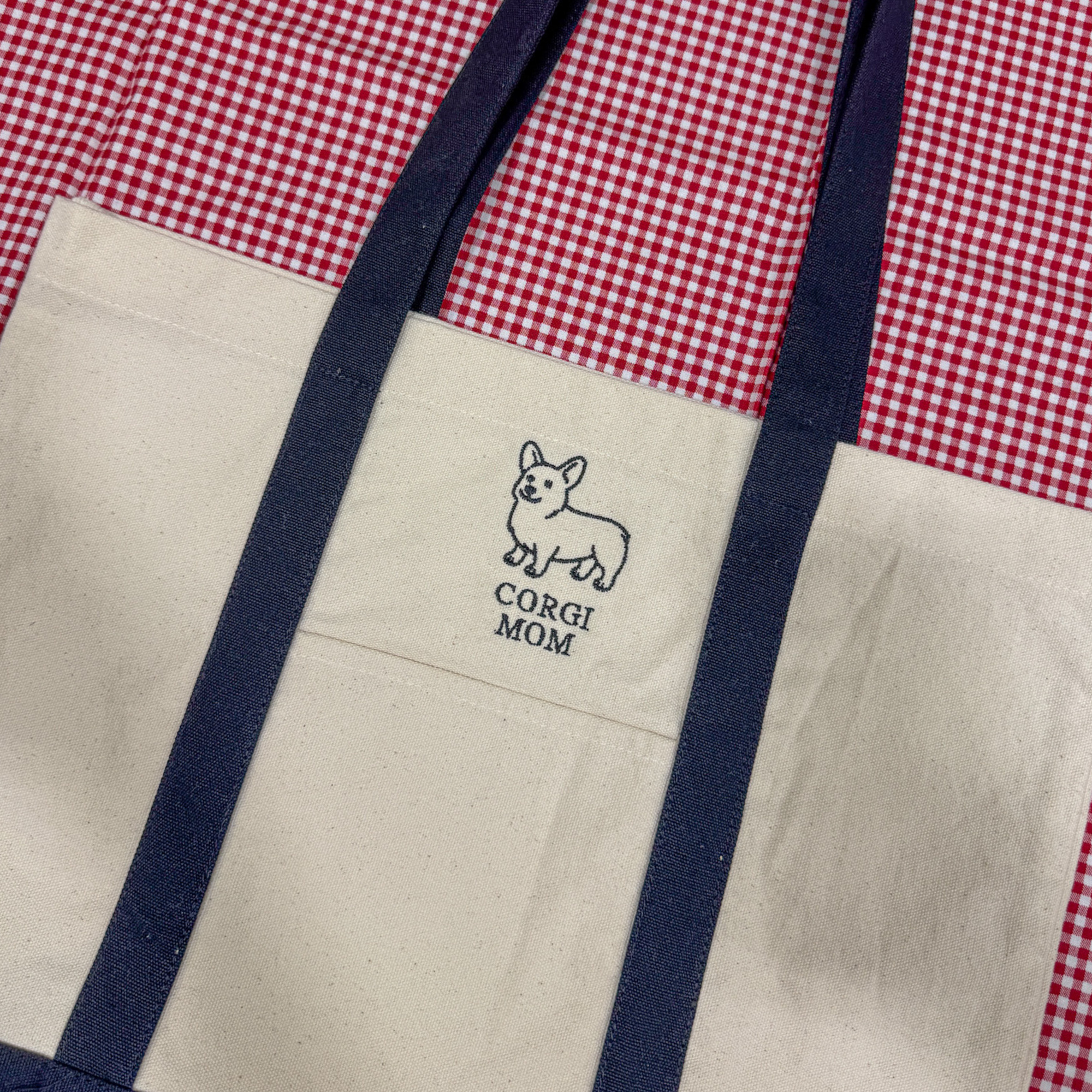 Emily Paige Company - Corgi Mom Embroidered Canvas Tote Bag