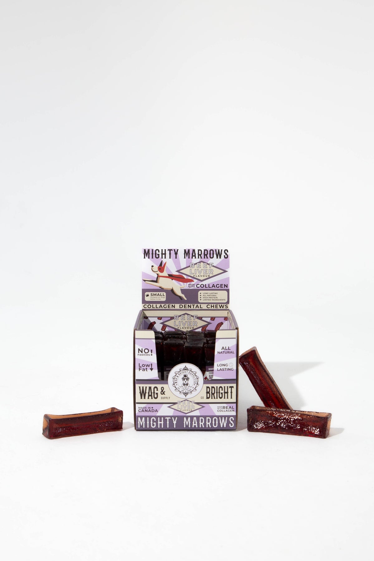 Wag &amp; Bright Supply Co. - Mighty Marrows Collagen Dental Chew - Beef Liver - 3 Sizes: Large