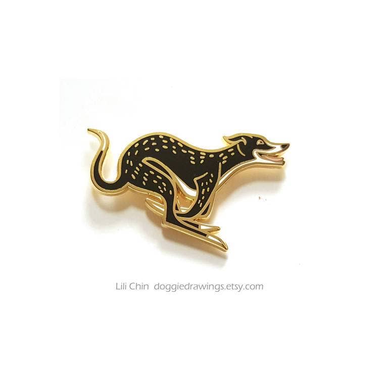 Lili Chin Art - Greyhound / Sighthound Dog Enamel Pin