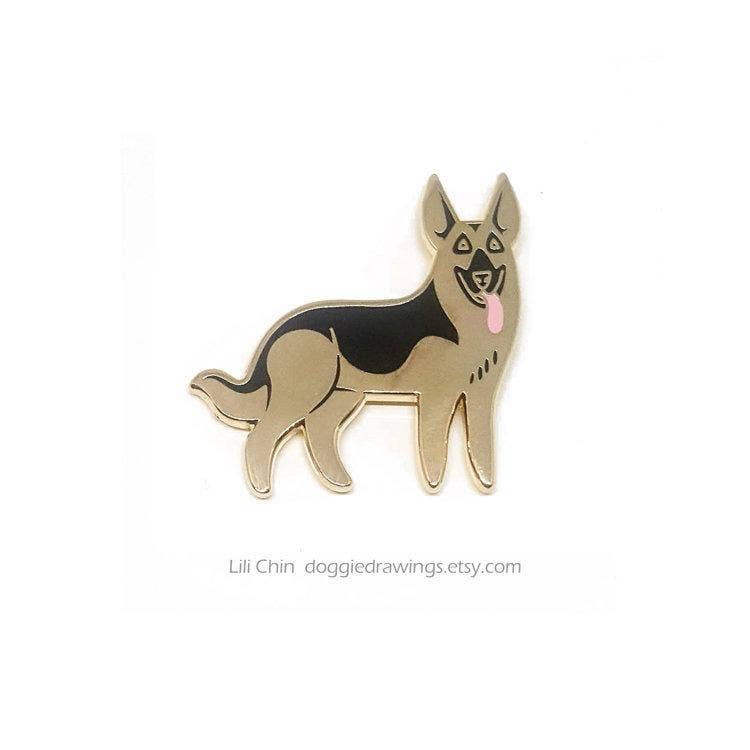 Lili Chin Art - German Shepherd Dog Enamel Pin