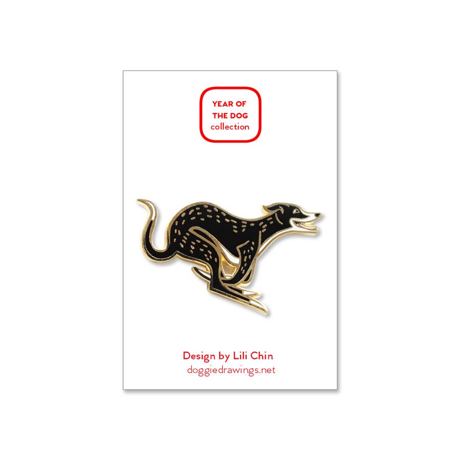Lili Chin Art - Greyhound / Sighthound Dog Enamel Pin