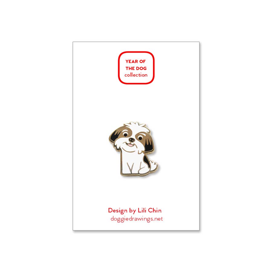 Lili Chin Art - Shih Tzu/lhasa Apso Dog Enamel Pin