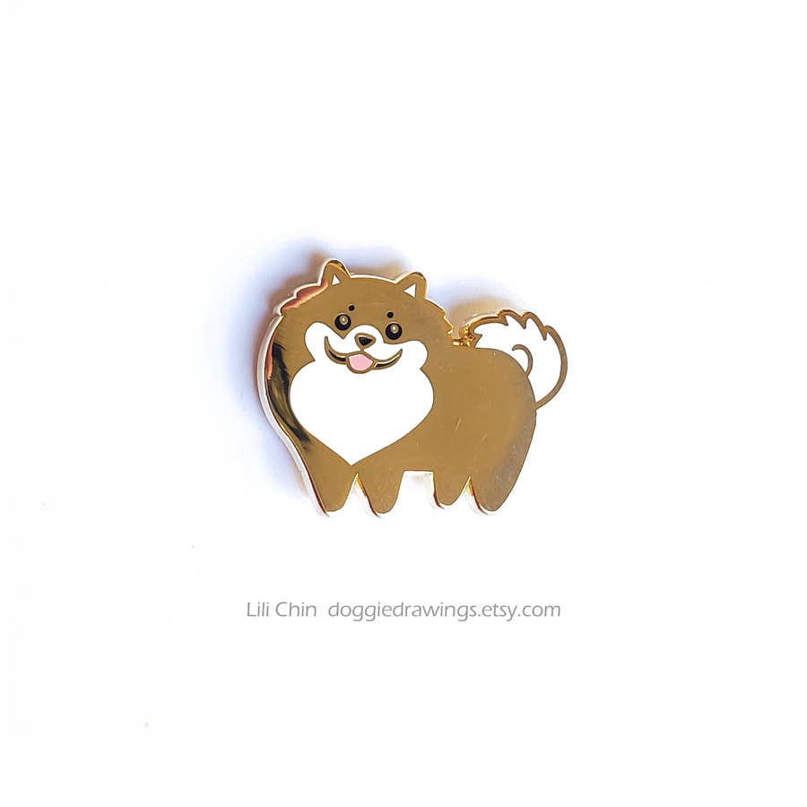 Lili Chin Art - Pomeranian Dog Enamel Pin