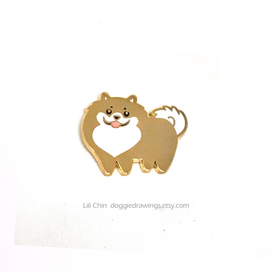 Lili Chin Art - Pomeranian Dog Enamel Pin
