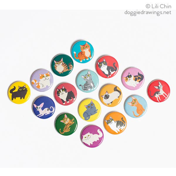 Lili Chin Art - 30 Cat Buttons: Assorted