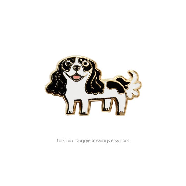 Lili Chin Art - Cavalier Spaniel Dog Enamel Pin