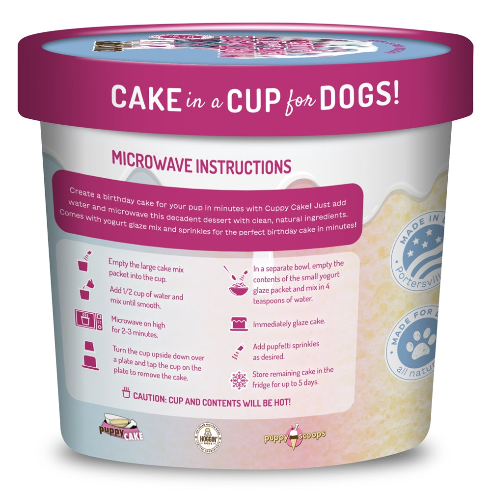 Puppy Cake Cuppy Cake - Microwave Cake in A Cup for Dogs - Birthday Cake Flavored with Pupfetti Sprinkles