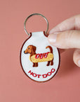 Lindy Stark Designs - Hot Dog Embroidered Keychain