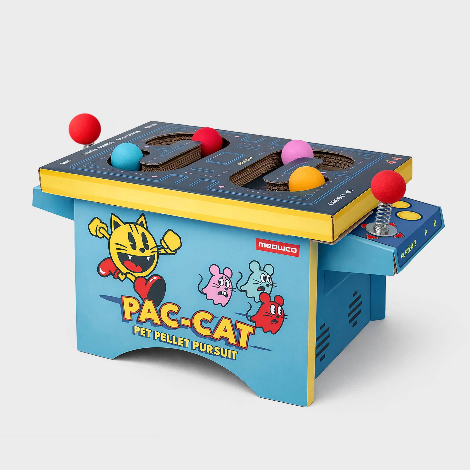 SUCK UK Ltd - USA - Cat Toy Arcade - Cardboard PacMan inspired arcade machine
