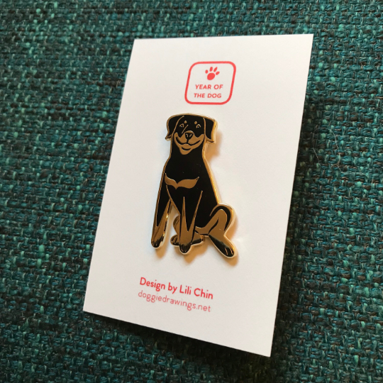 Lili Chin Art - Rottweiler Dog Enamel Pin