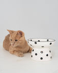 dexypaws - Cat Ceramic Bowl - White & Black Polka Dot