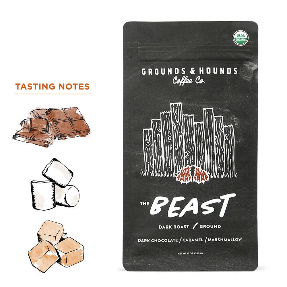 Grounds &amp; Hounds Coffee Co. - The Beast Dark Roast Blend: Whole Bean