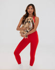 Almla Active - Dachshund Embroidered Pilates Socks Red Paw Grips