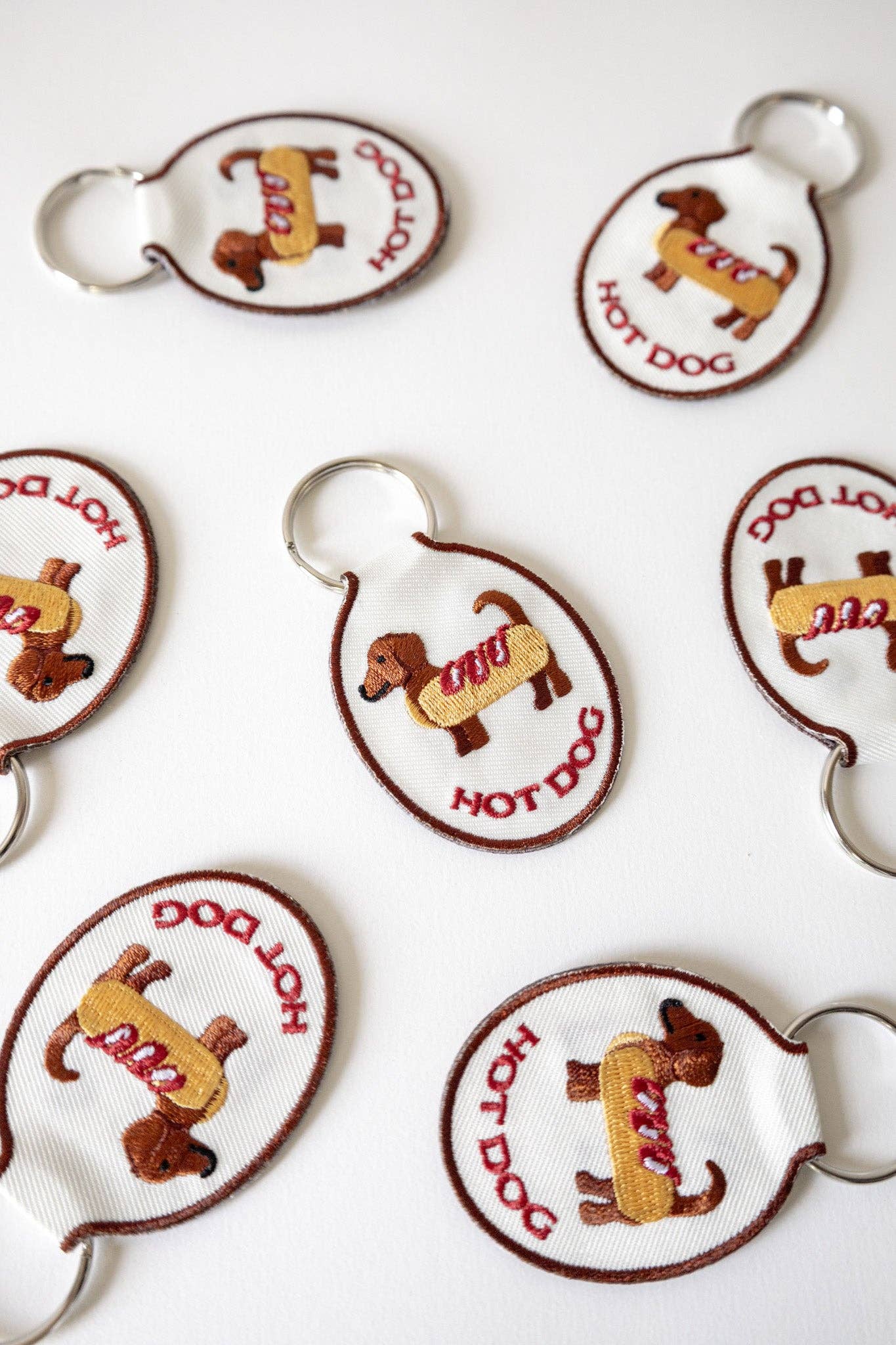 Lindy Stark Designs - Hot Dog Embroidered Keychain