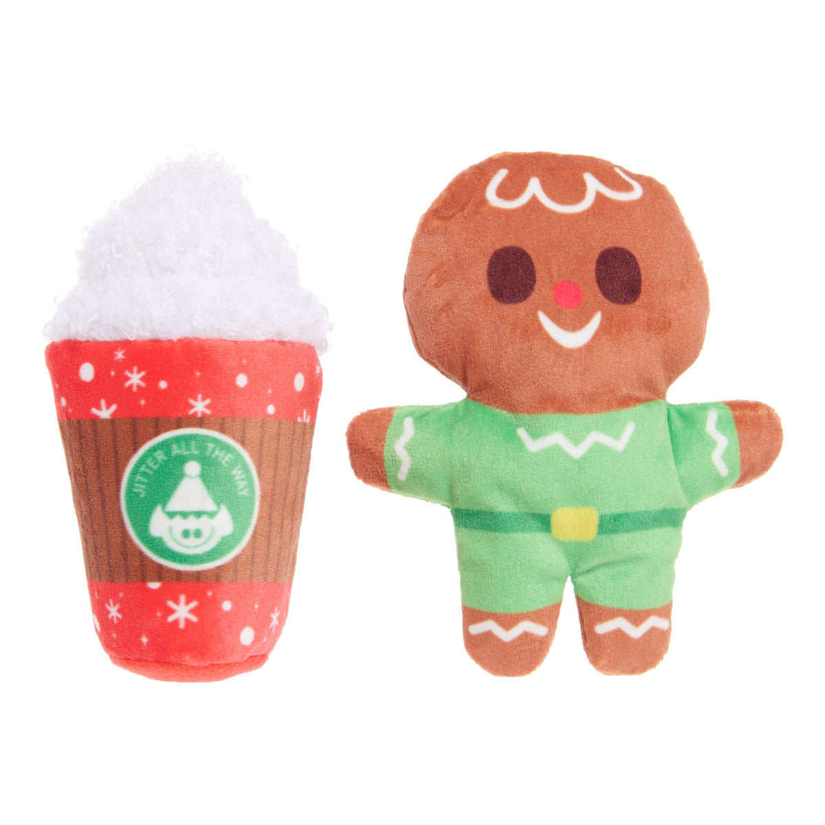 Pet Palette Distribution - BARK Holiday Jolly Jitterbread Man Plush Dog 2pc