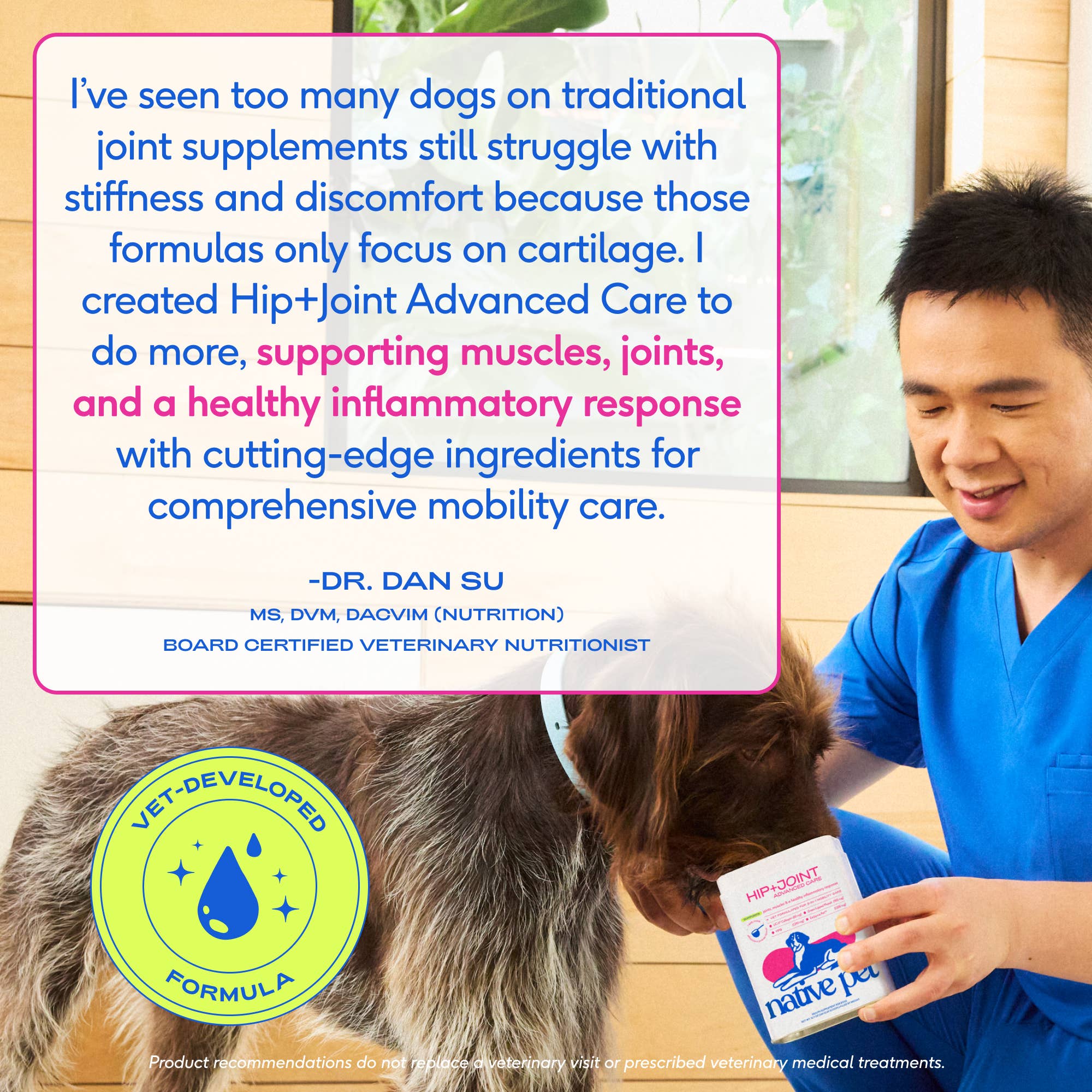 Native Pet - Hip+Joint Advanced Care Powder Joint, Muscle &amp; Inflammation: 60 scoops