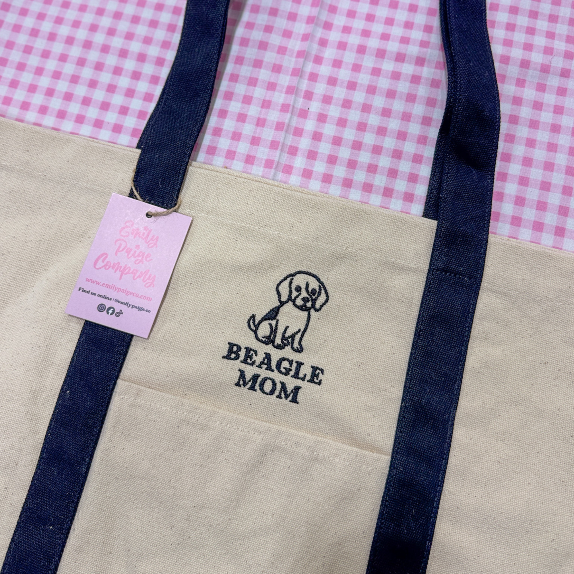 Emily Paige Company - Beagle Mom Embroidered Canvas Tote Bag