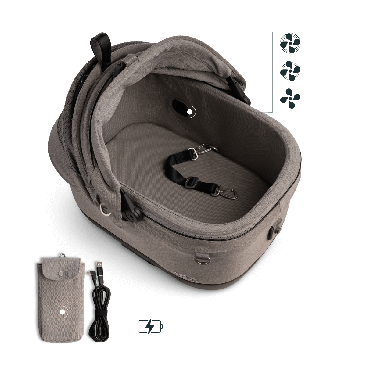 Tavo Maeve™ iso Wind - Pet Car Seat with Built-In Fan &amp; ISOFix Latches
