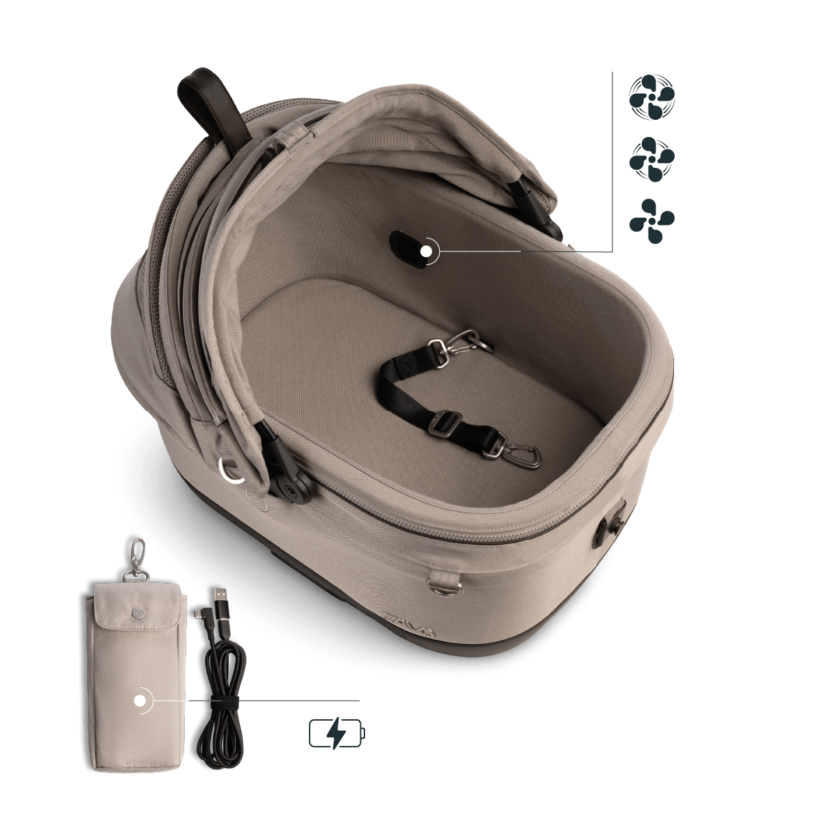 Tavo Maeve™ iso Wind - Pet Car Seat with Built-In Fan &amp; ISOFix Latches
